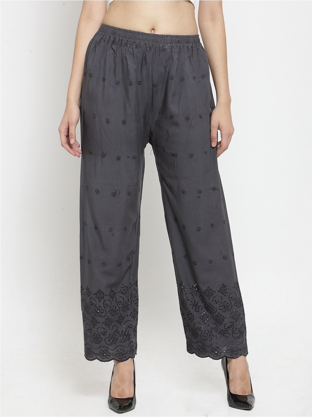 

Clora Creation Women Floral Self Design Palazzos, Grey