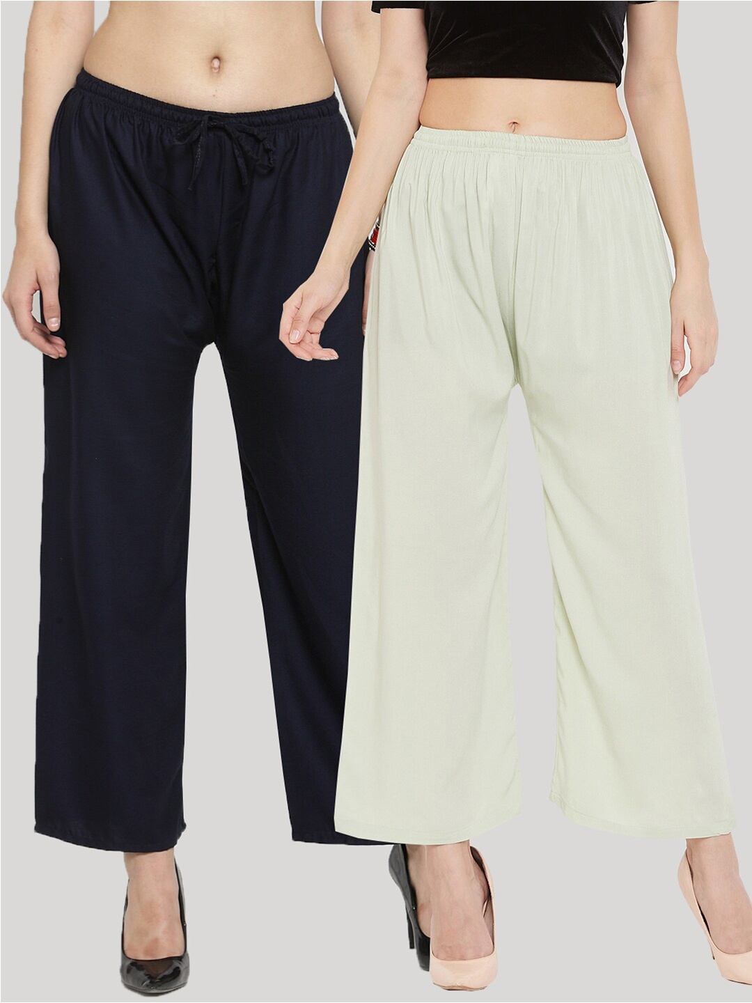 

Clora Creation Women Pack Of 2 Palazzos, Navy blue