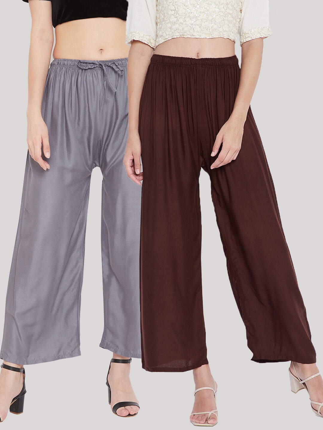 

Clora Creation Women Pack Of 2 Palazzos, Grey