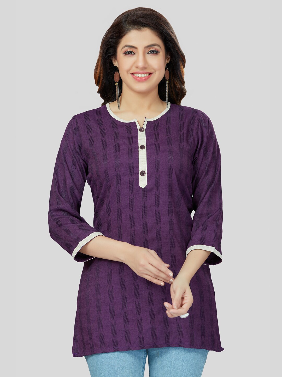 

Saree Swarg Women Woven Design Kurti, Purple