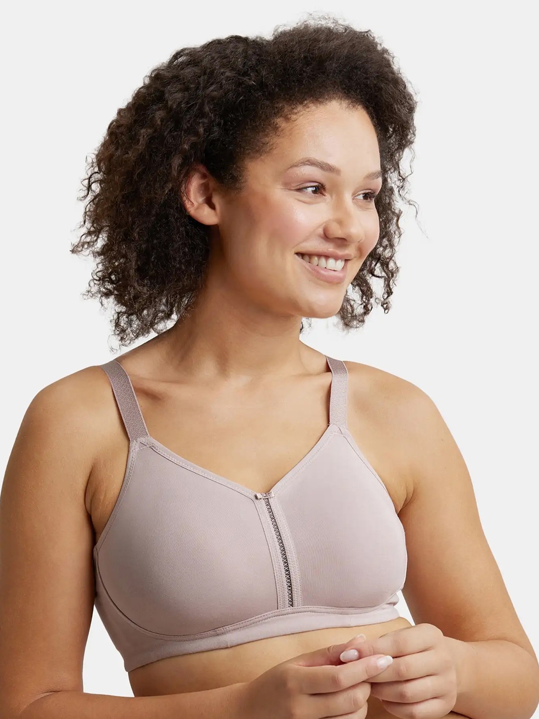 

Jockey Wirefree Non Padded Cotton Full Coverage Plus Size Bra with Broad Wings-ES27, Beige