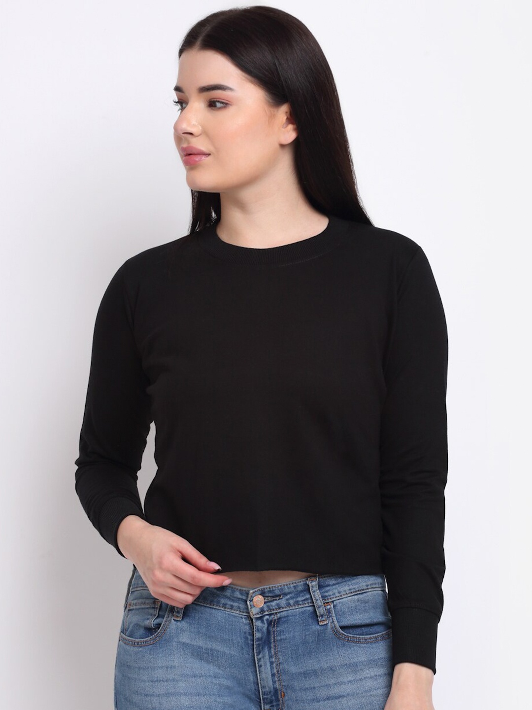 

TAG 7 Women Cotton Sweatshirt, Black