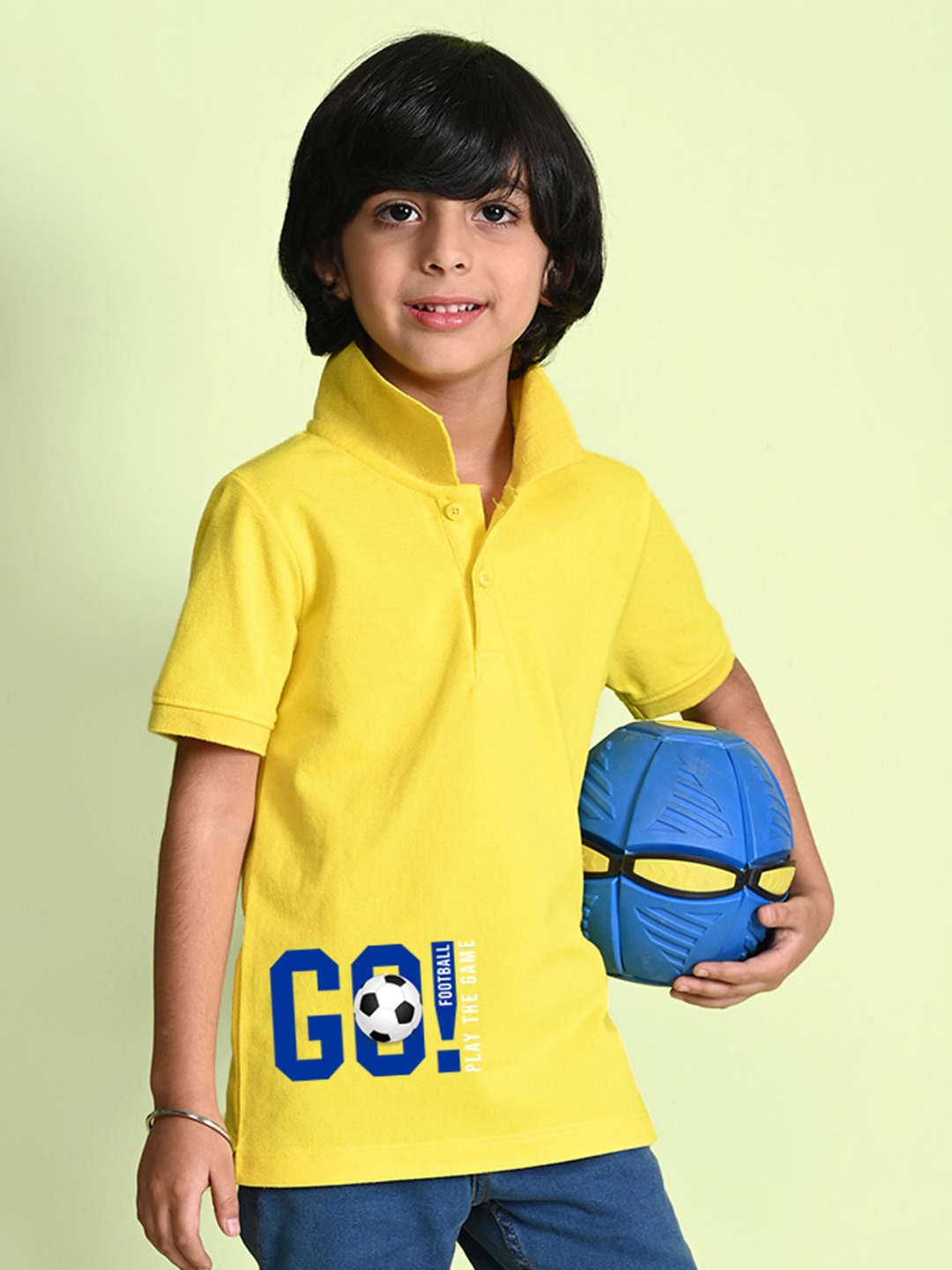 

NUSYL Boys Typography Printed Polo Collar T-shirt, Yellow