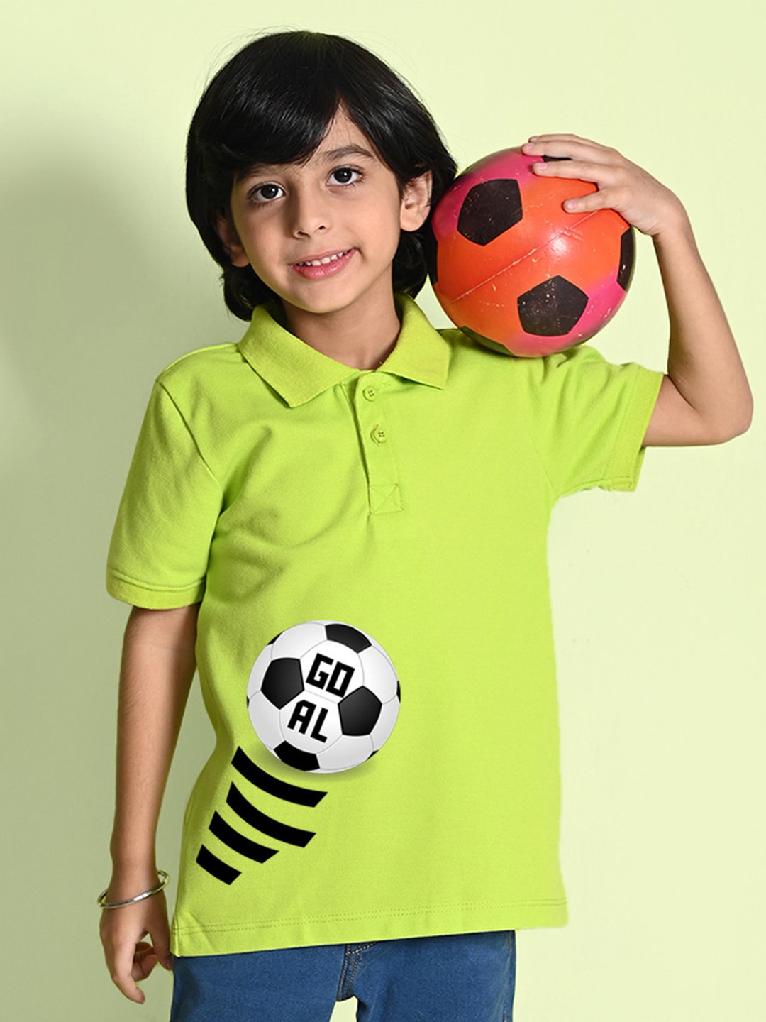 

NUSYL Boys Printed Polo Collar T-shirt, Green