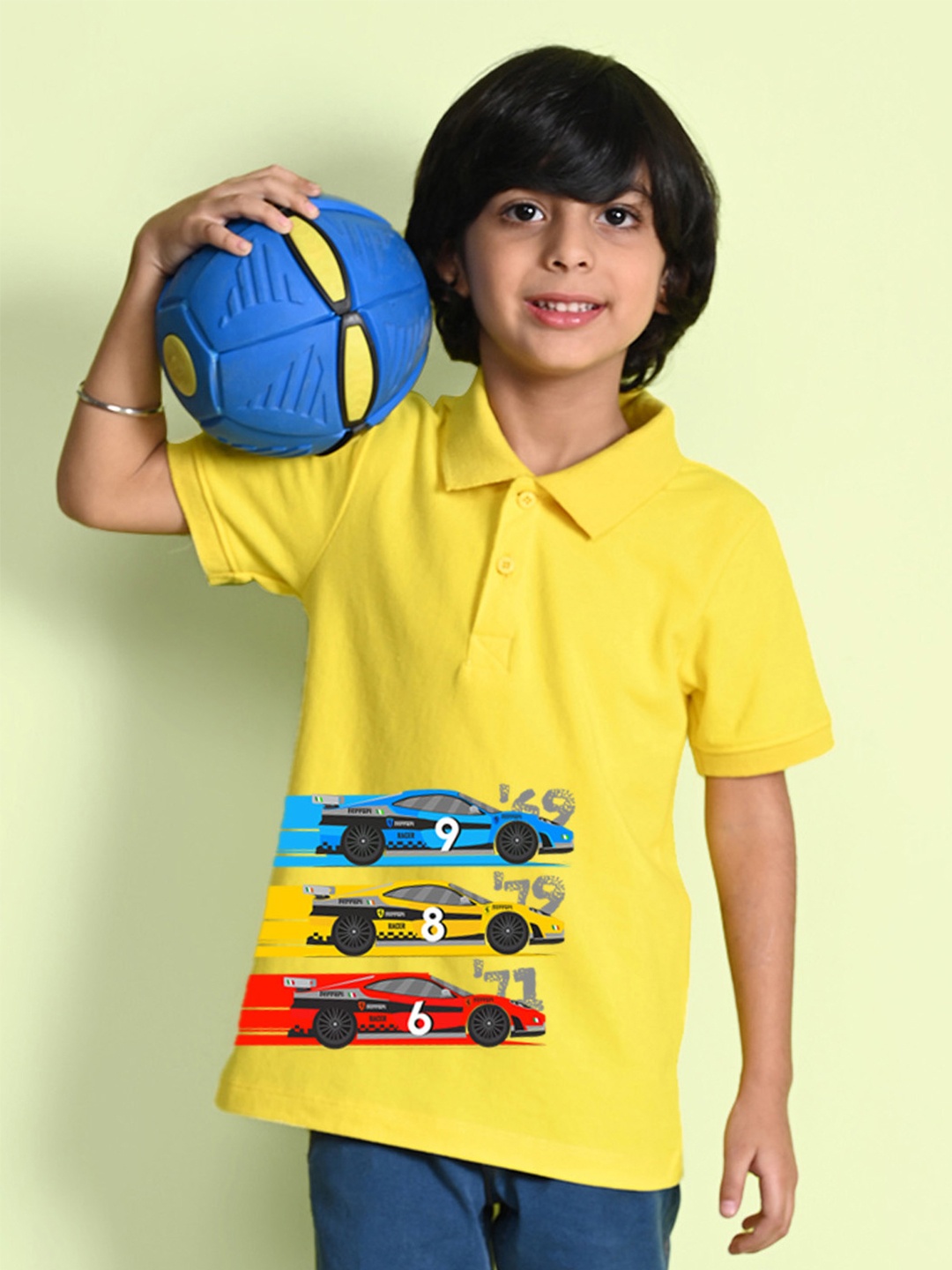 

NUSYL Boys Printed Polo Collar T-shirt, Yellow