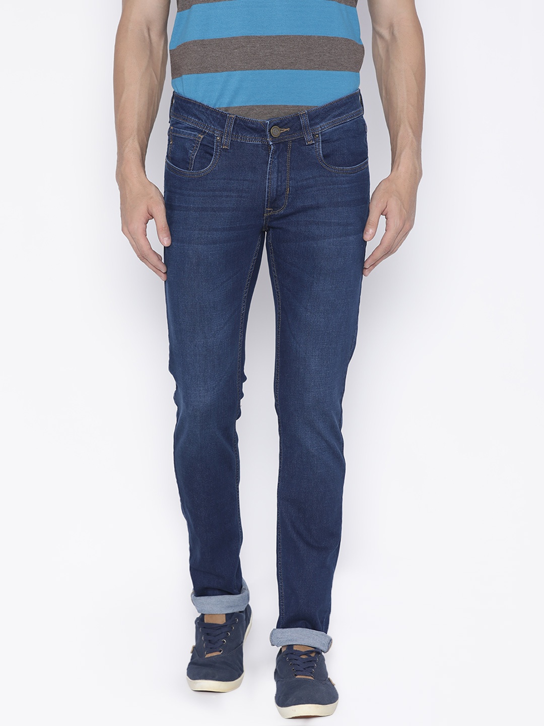 

Peter England Casuals Men Blue Skinny Fit Mid-Rise Clean Look Stretchable Jeans