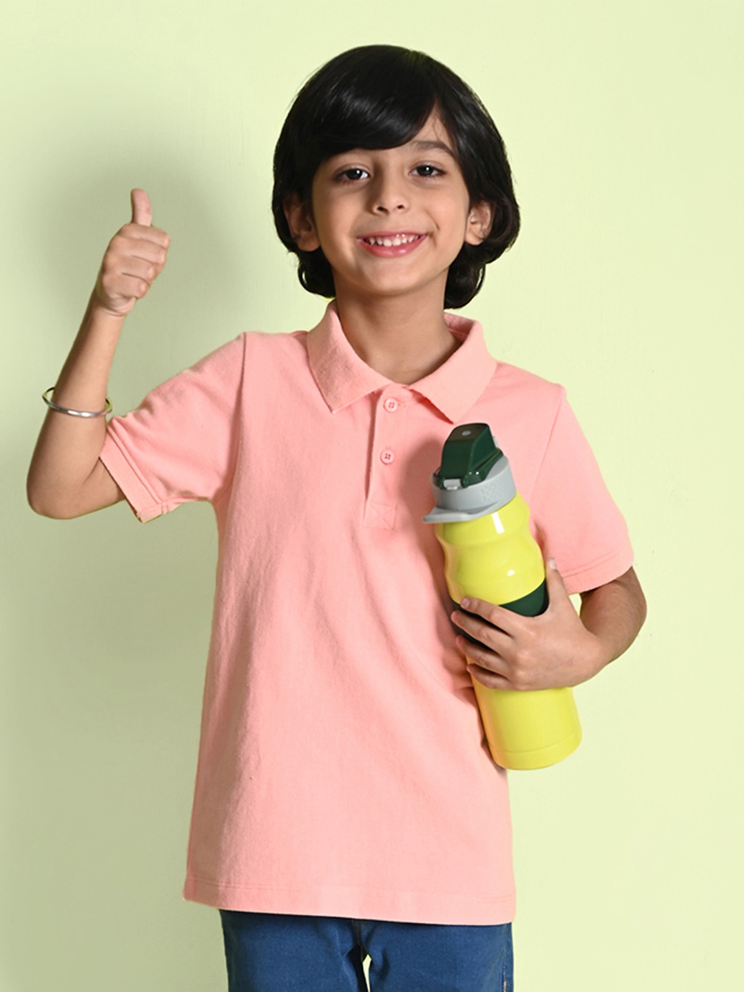 

NUSYL Boys Polo Collar Cotton T-shirt, Peach
