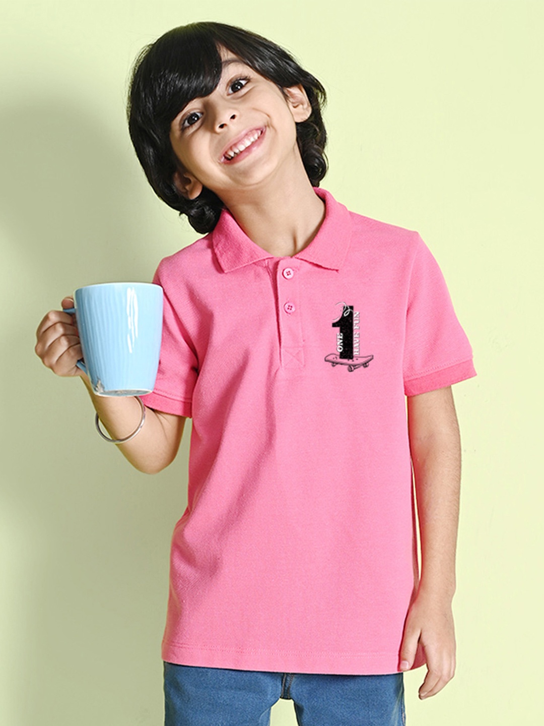 

NUSYL Boys Polo Collar T-shirt, Pink