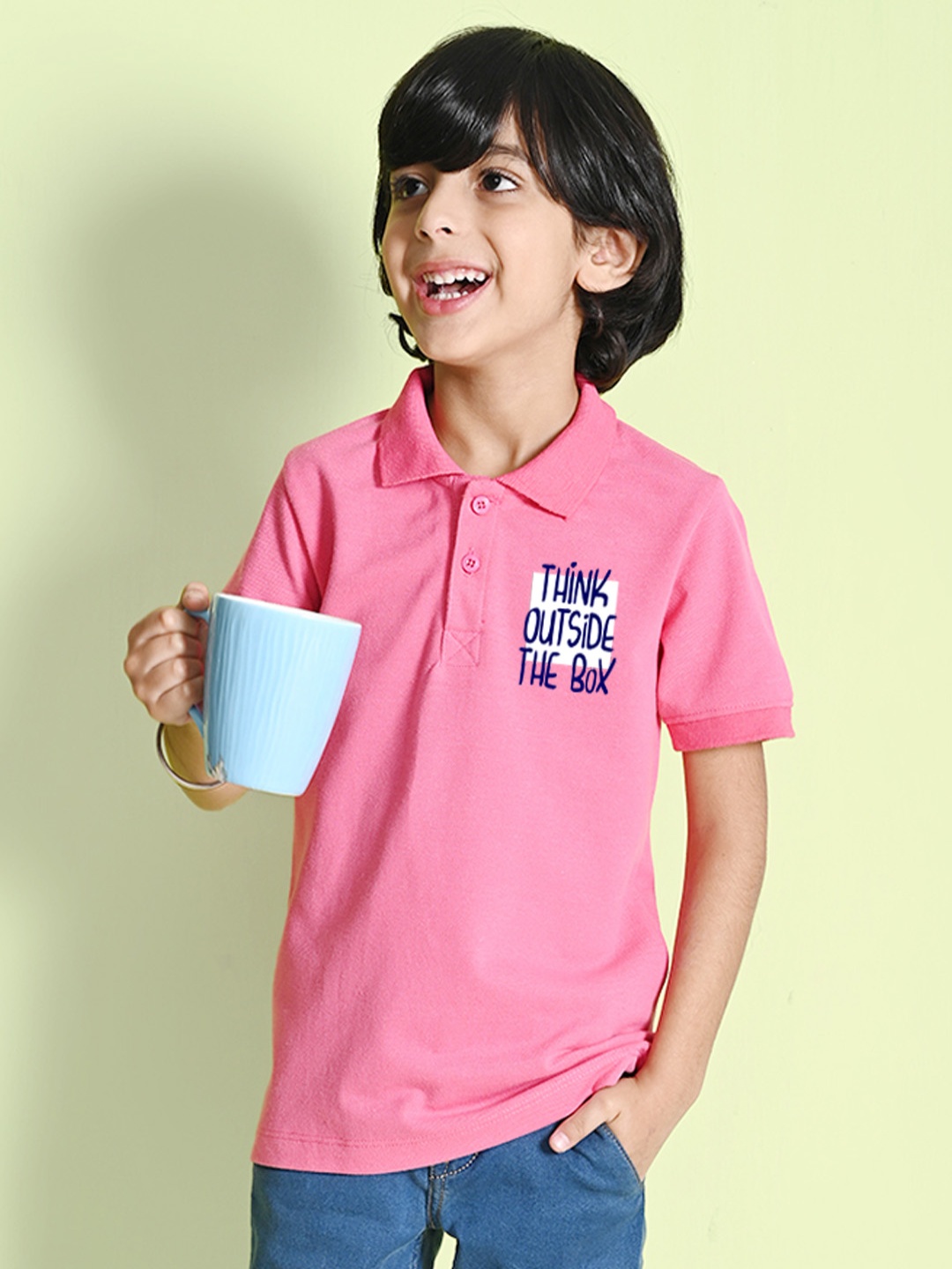 

NUSYL Boys Cotton Typography Printed T-shirt, Pink
