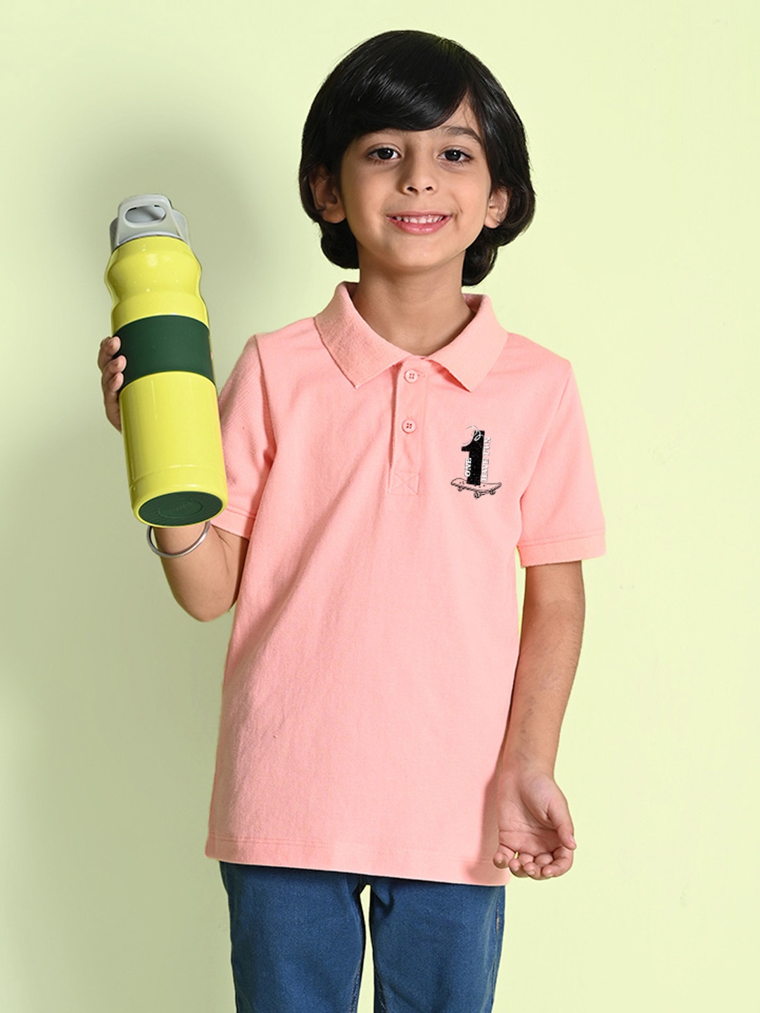 

NUSYL Boys Polo Collar T-shirt, Peach