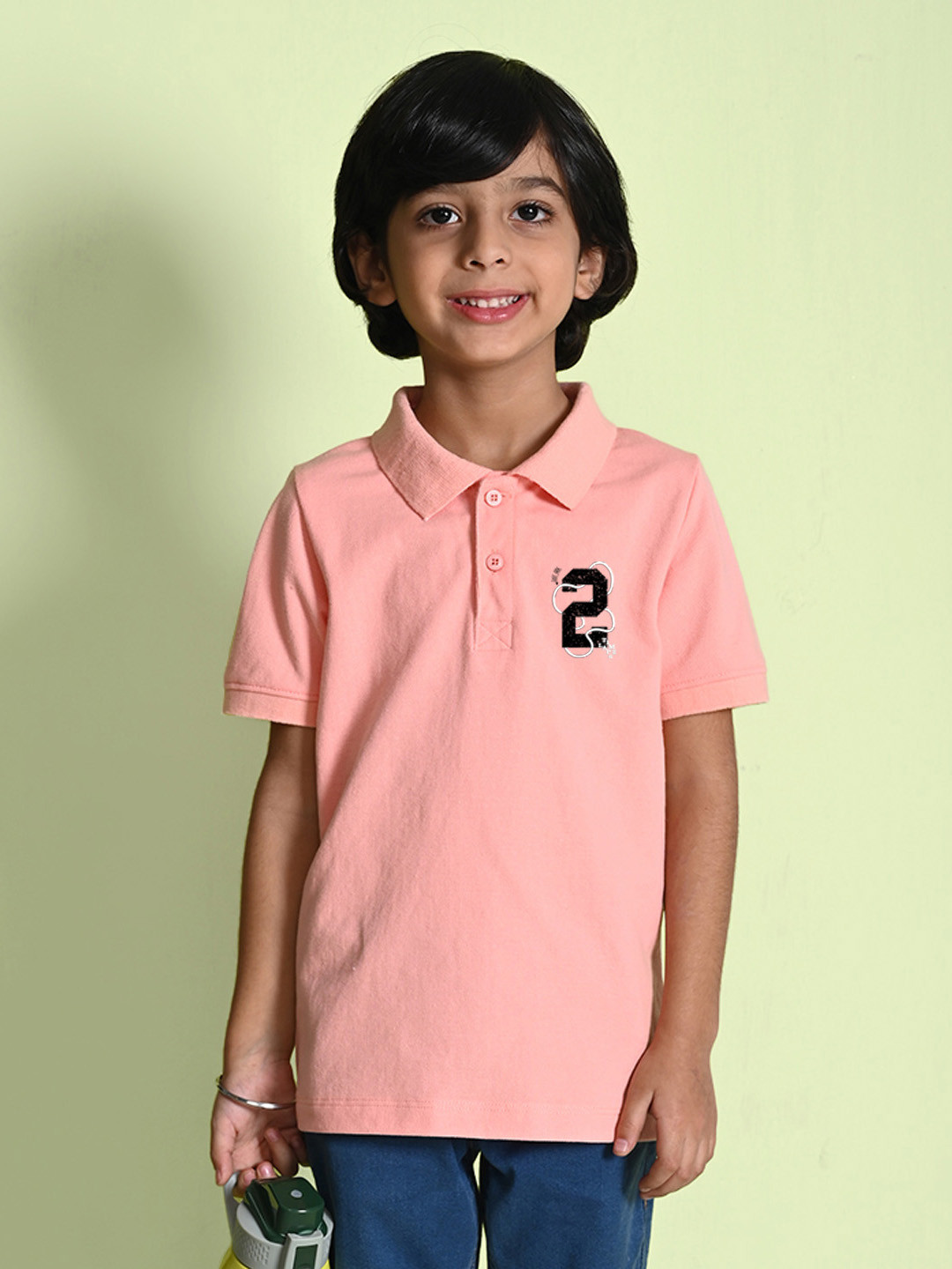 

NUSYL Boys Polo Collar Cotton T-shirt, Peach