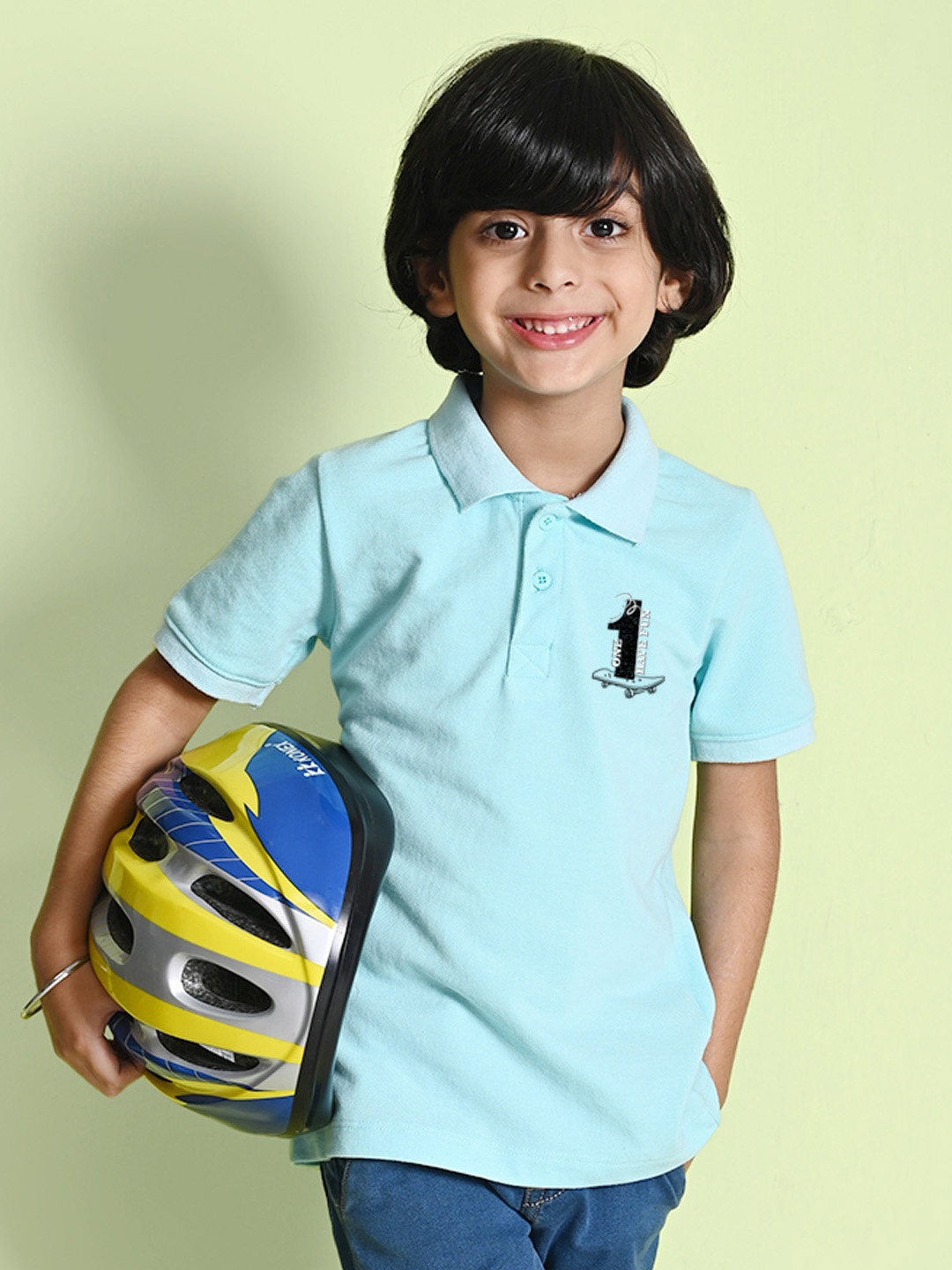 

NUSYL Boys Polo Collar Cotton T-shirt, Blue