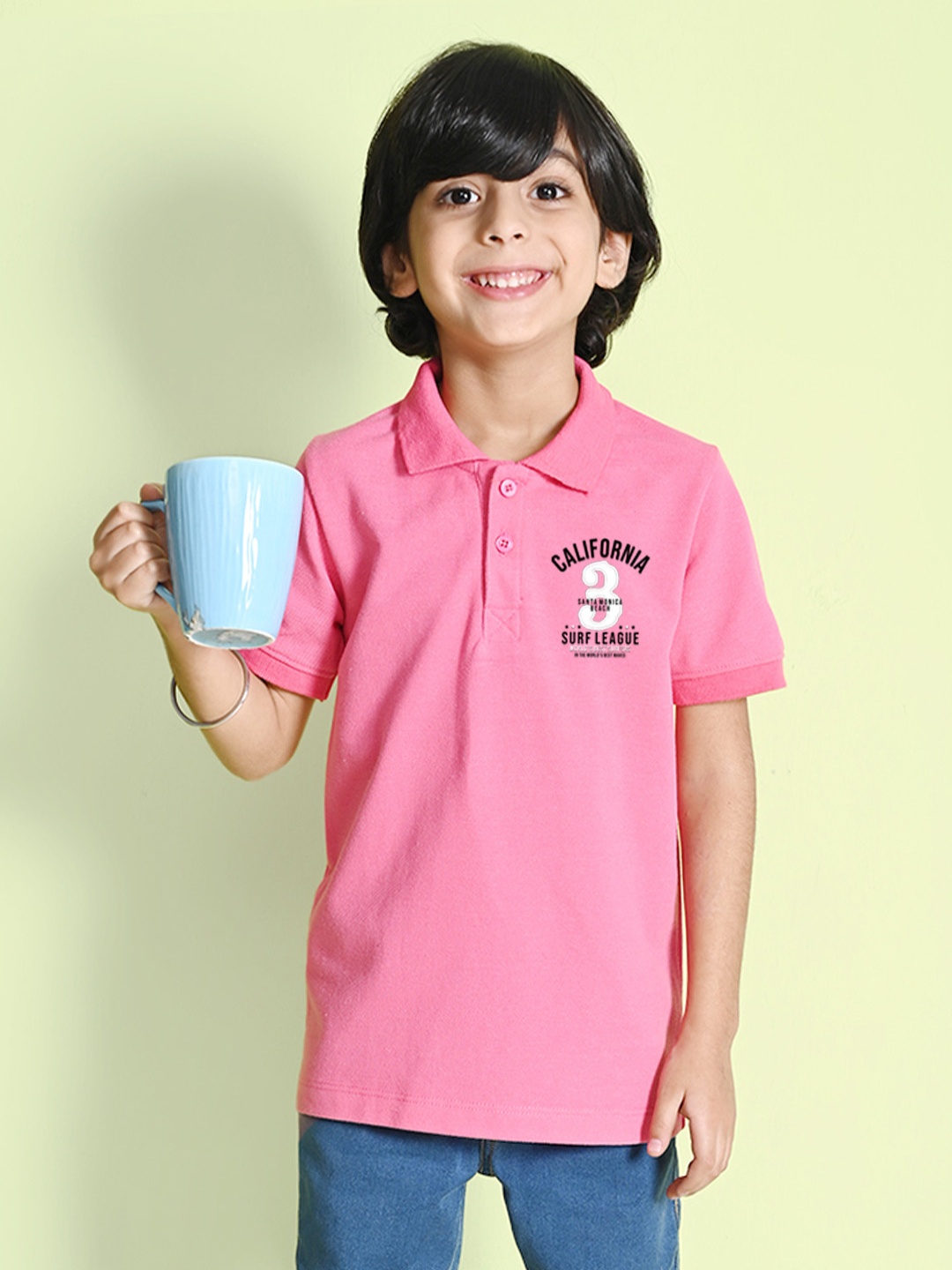 

NUSYL Boys Polo Collar Cotton T-shirt, Pink