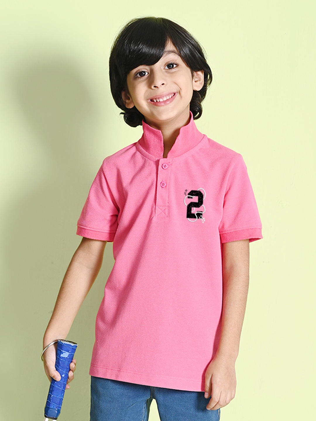 

NUSYL Boys Polo Collar Cotton T-shirt, Pink