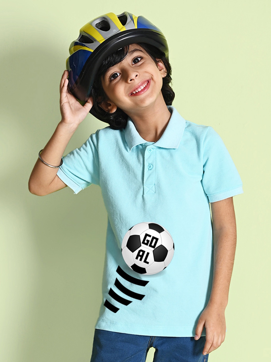 

NUSYL Boys Printed Polo Collar Cotton T-shirt, Blue