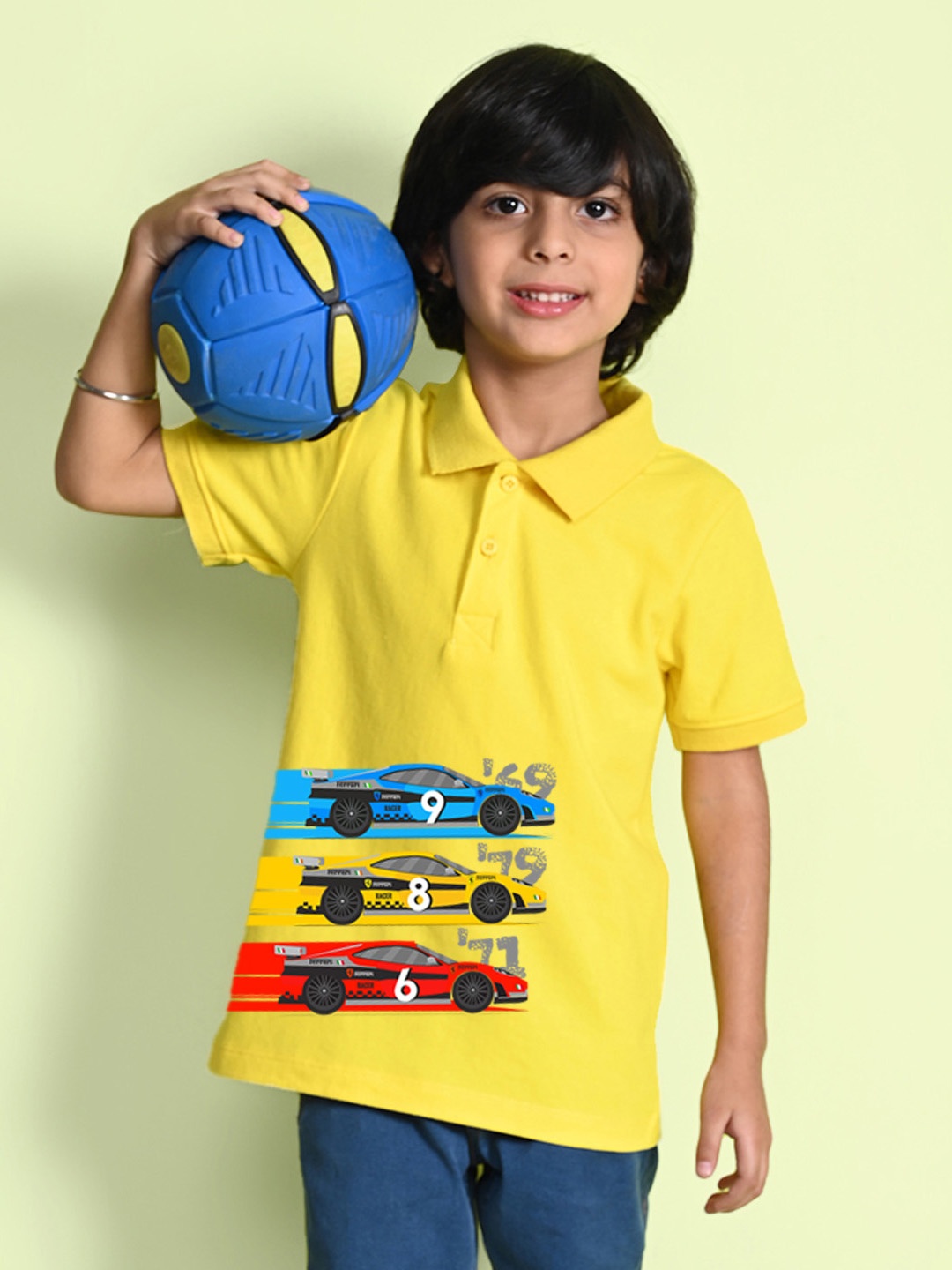 

NUSYL Boys Printed Polo Collar T-shirt, Yellow