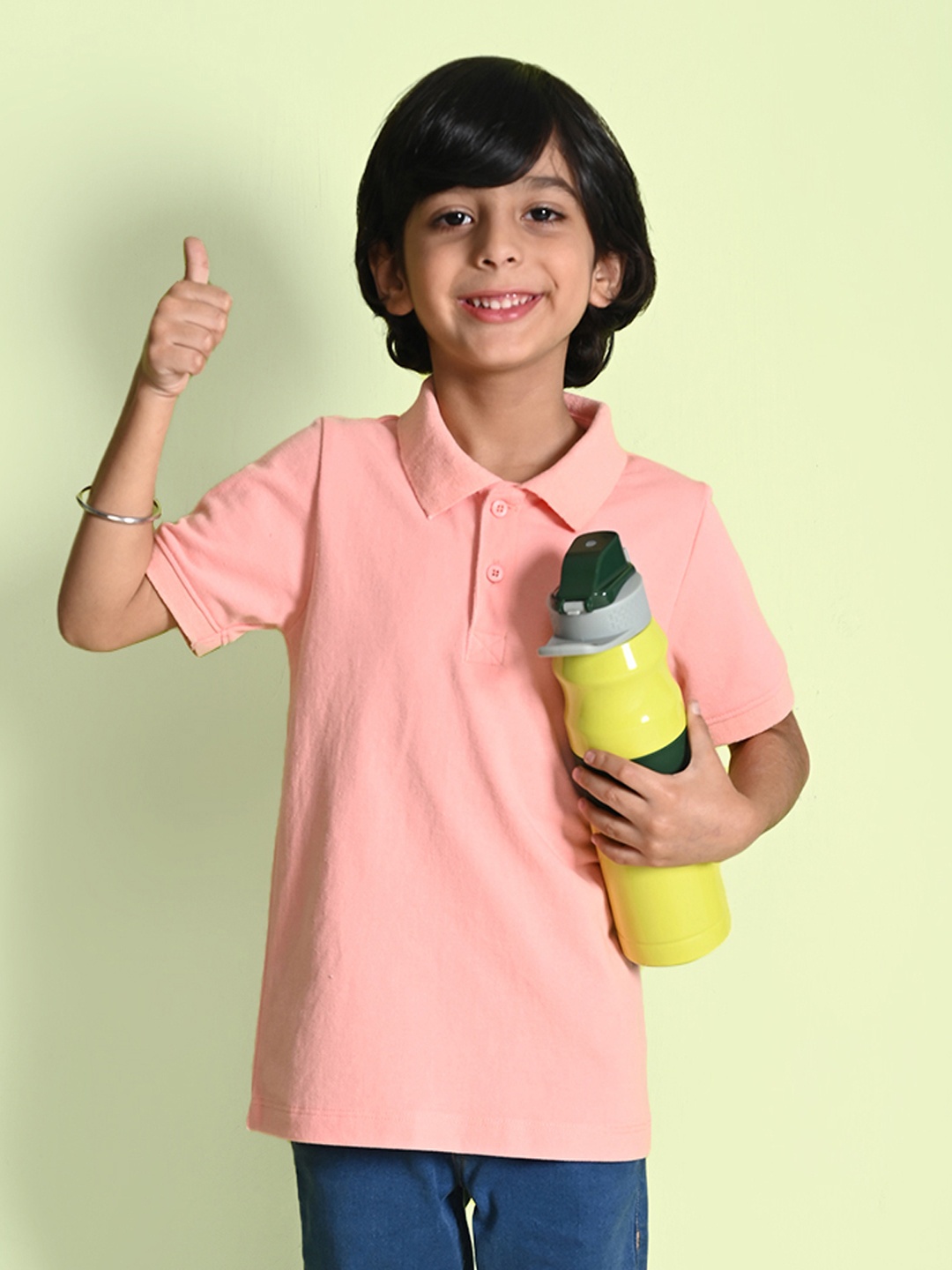 

NUSYL Boys Polo Collar T-shirt, Peach