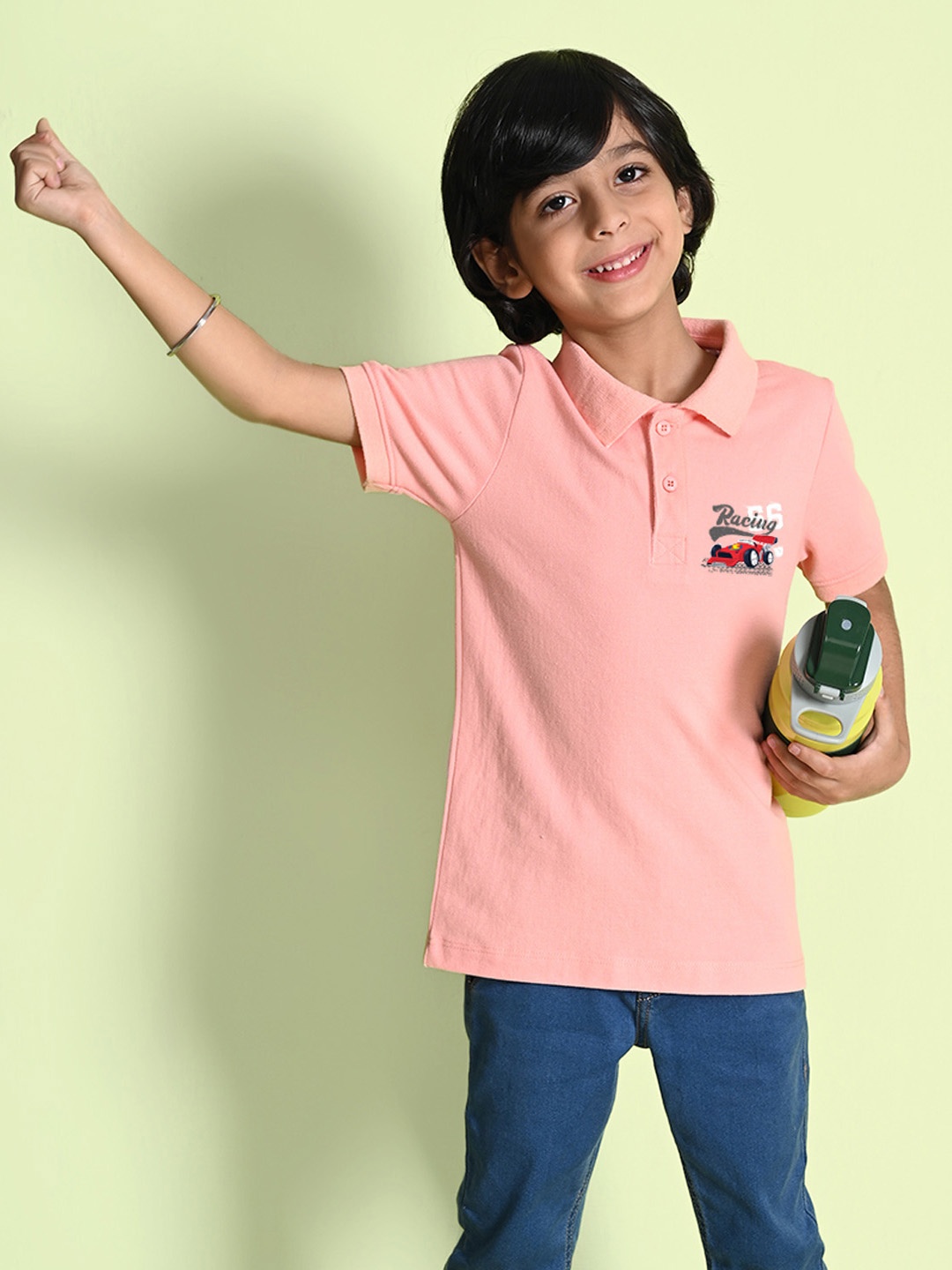 

NUSYL Boys Polo Collar T-shirt, Peach