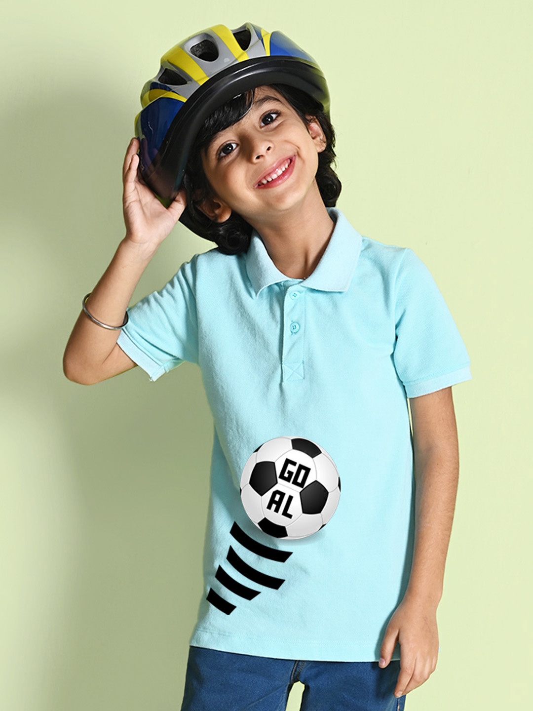

NUSYL Boys Graphic Printed Polo Collar T-shirt, Blue
