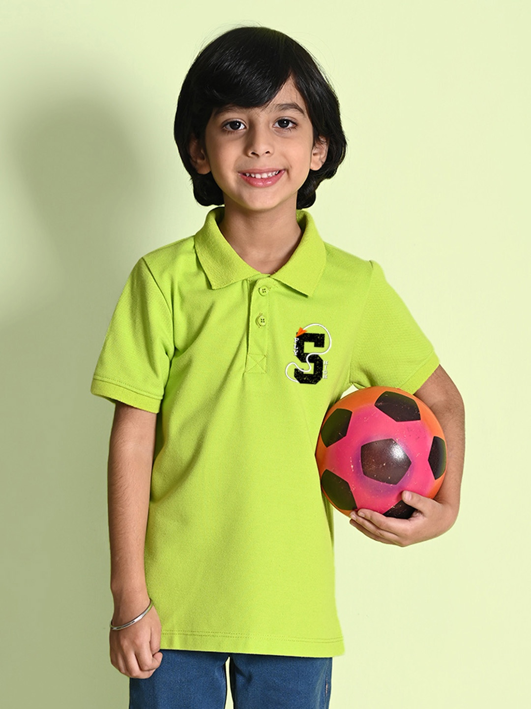 

NUSYL Boys Varsity V-Neck Extended Sleeves T-shirt, Green