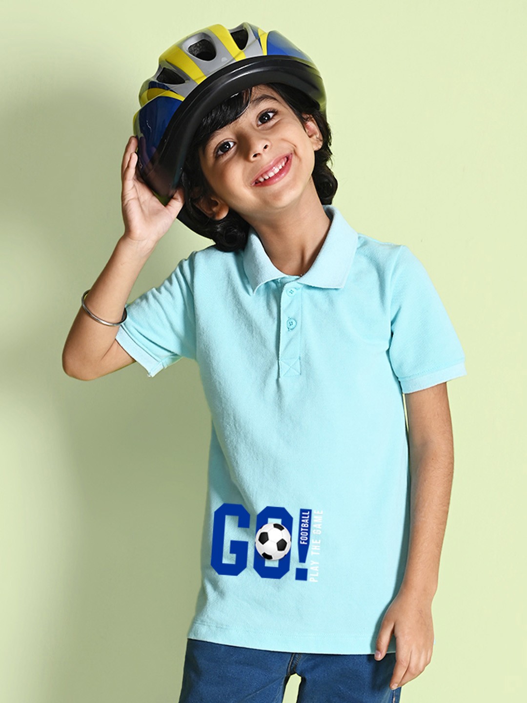 

NUSYL Boys Printed Polo Collar T-shirt, Blue