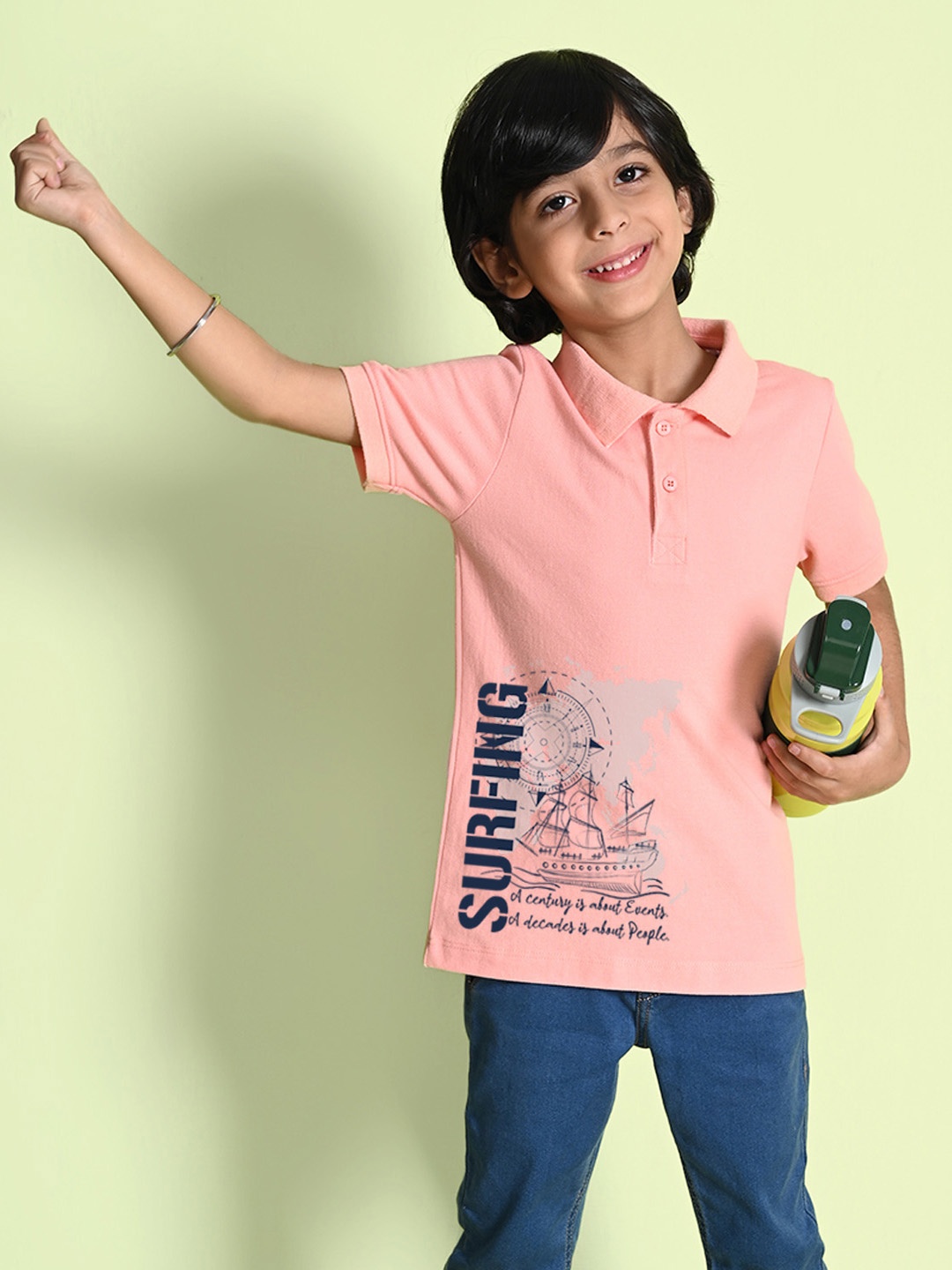 

NUSYL Boys Polo Collar T-shirt, Peach