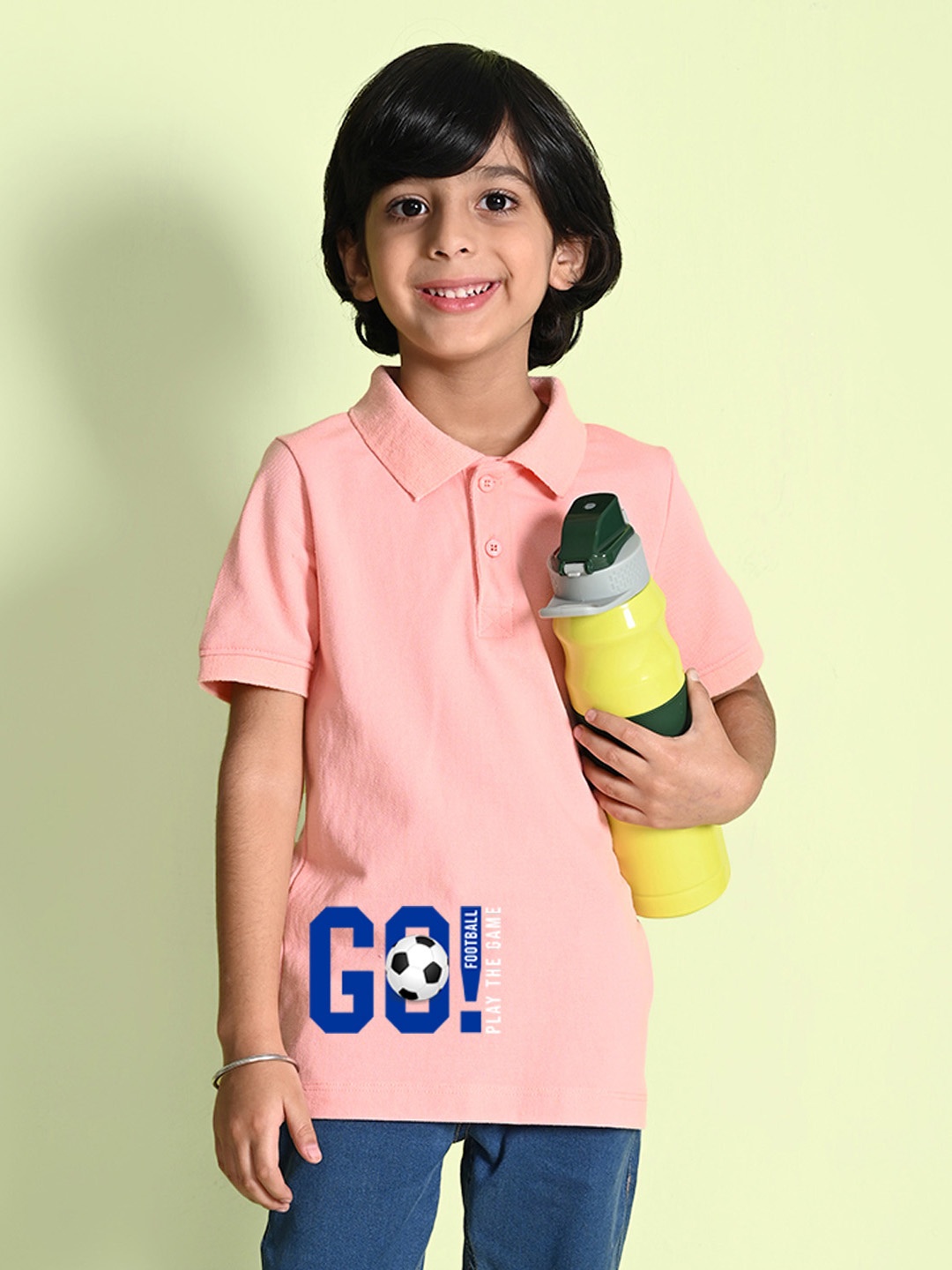 

NUSYL Boys Polo Collar Cotton T-shirt, Peach