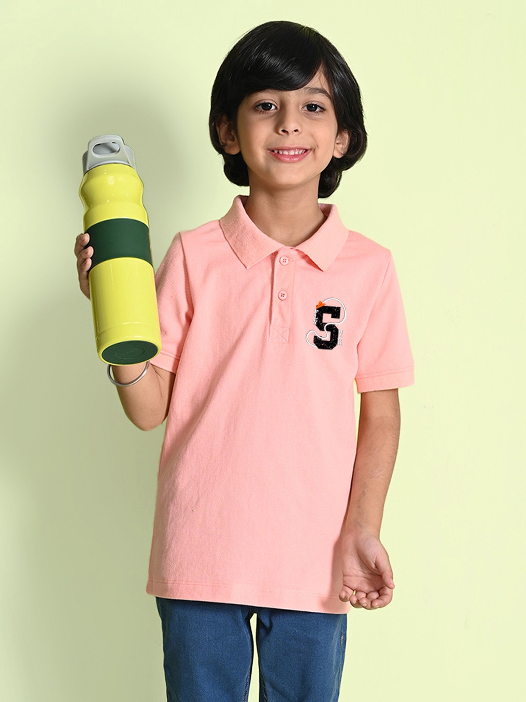

NUSYL Boys Applique T-shirt, Peach