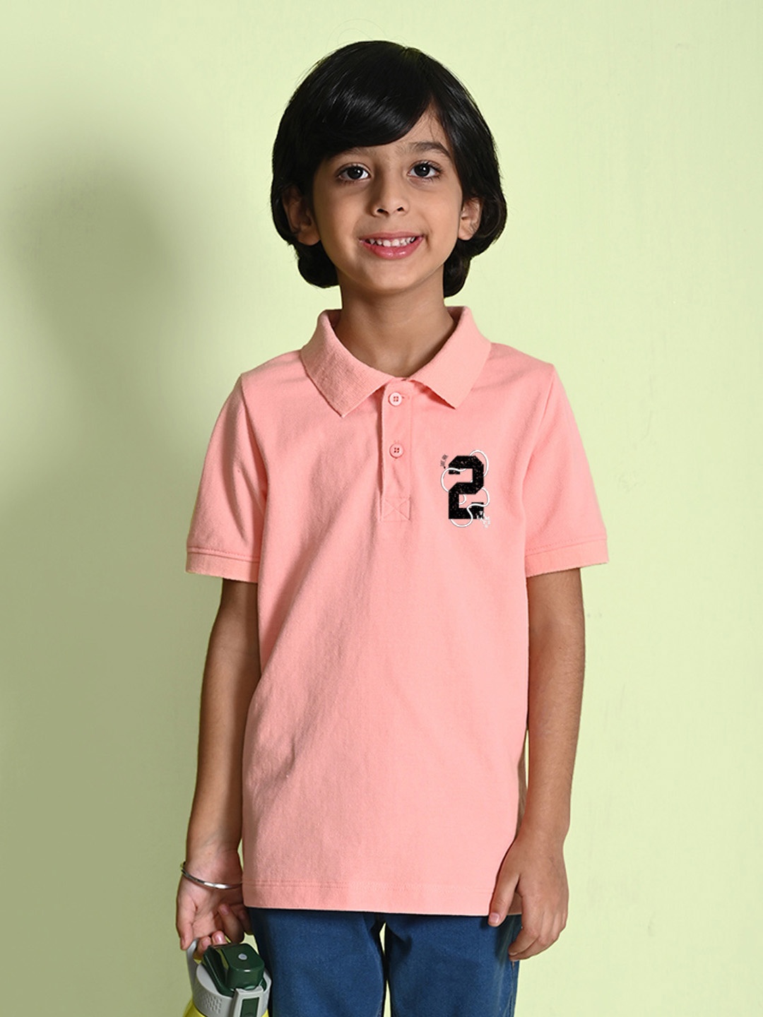 

NUSYL Boys Polo Collar Cotton T-shirt, Peach