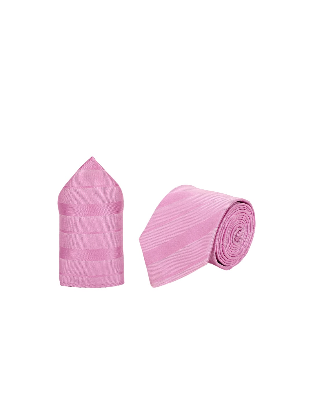 

Tossido Men Pink Striped Necktie and Pocket Square Set