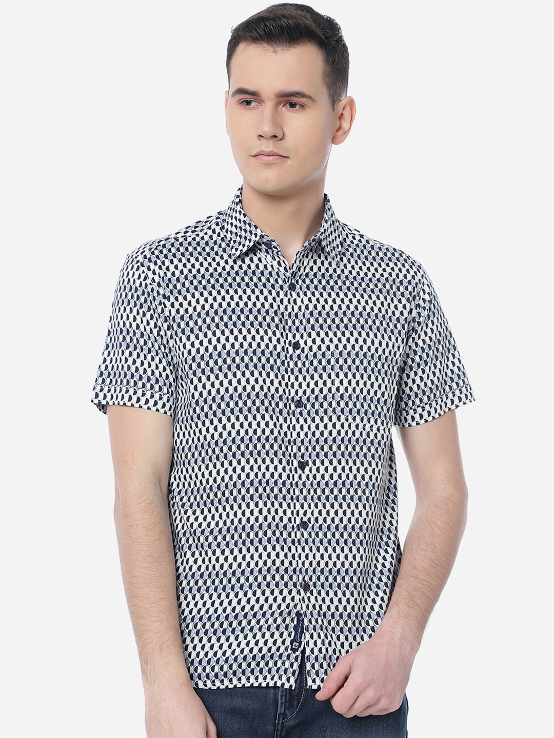 

Greenfibre Men Slim Fit Printed Cotton Casual Shirt, Blue