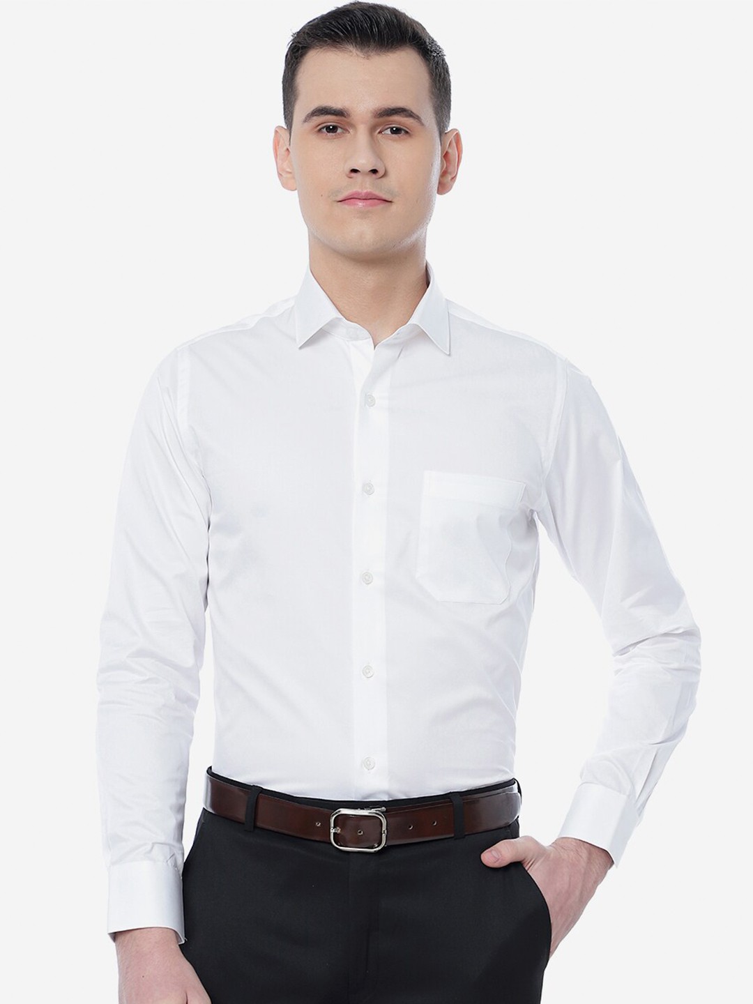 

JADE BLUE Men Slim Fit Cotton Formal Shirt, White