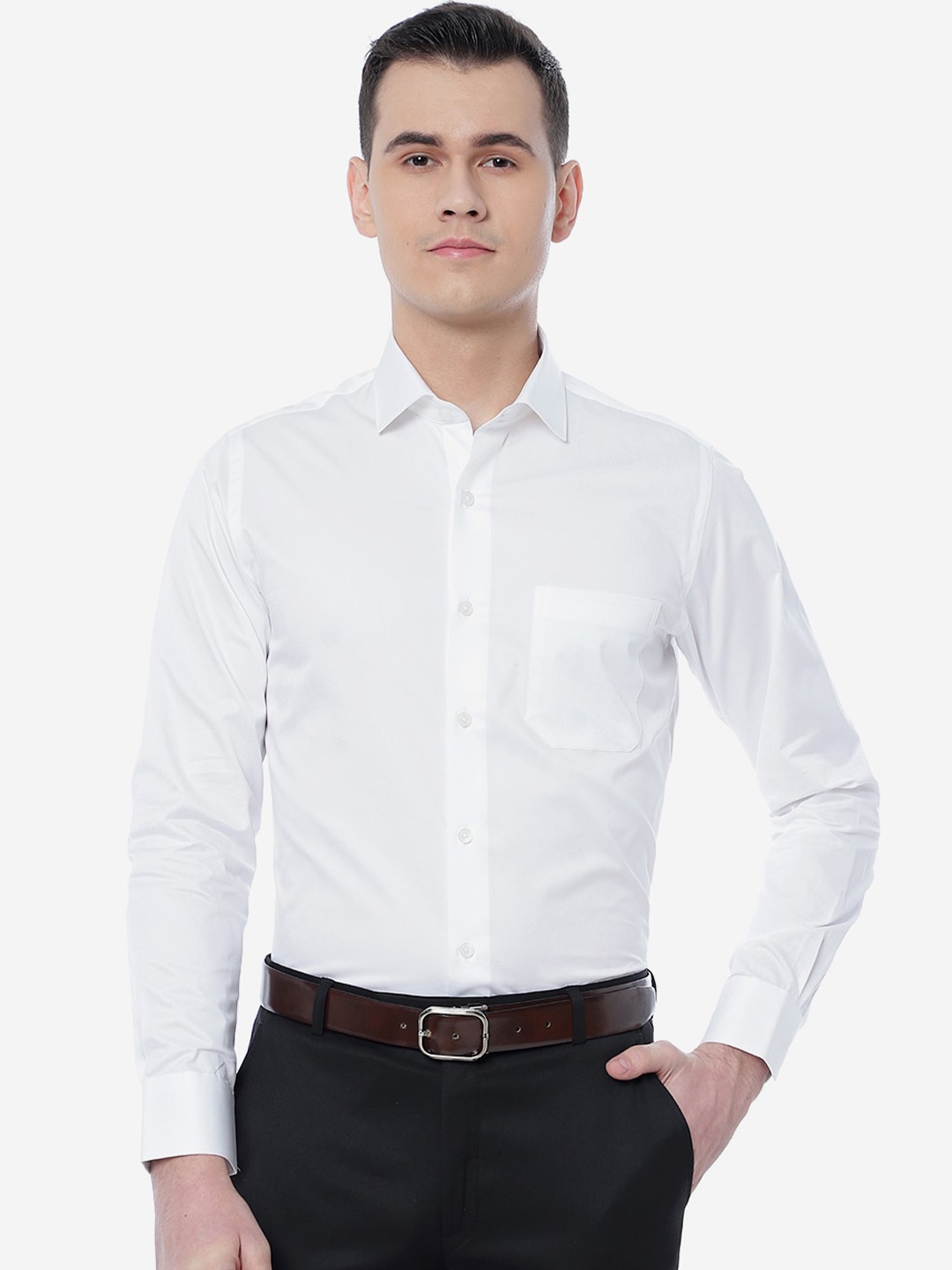 

JADE BLUE Men Solid Slim Fit Formal Cotton Shirt, White