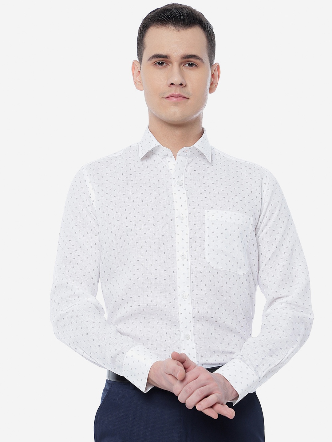 

JADE BLUE Men Printed Regular Fit Formal Shirt, White