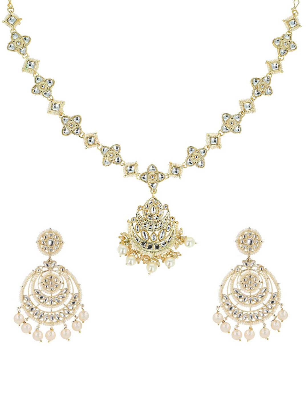 

Ishhaara Gold-Plated Kundan Studded & Beaded Jewellery Set
