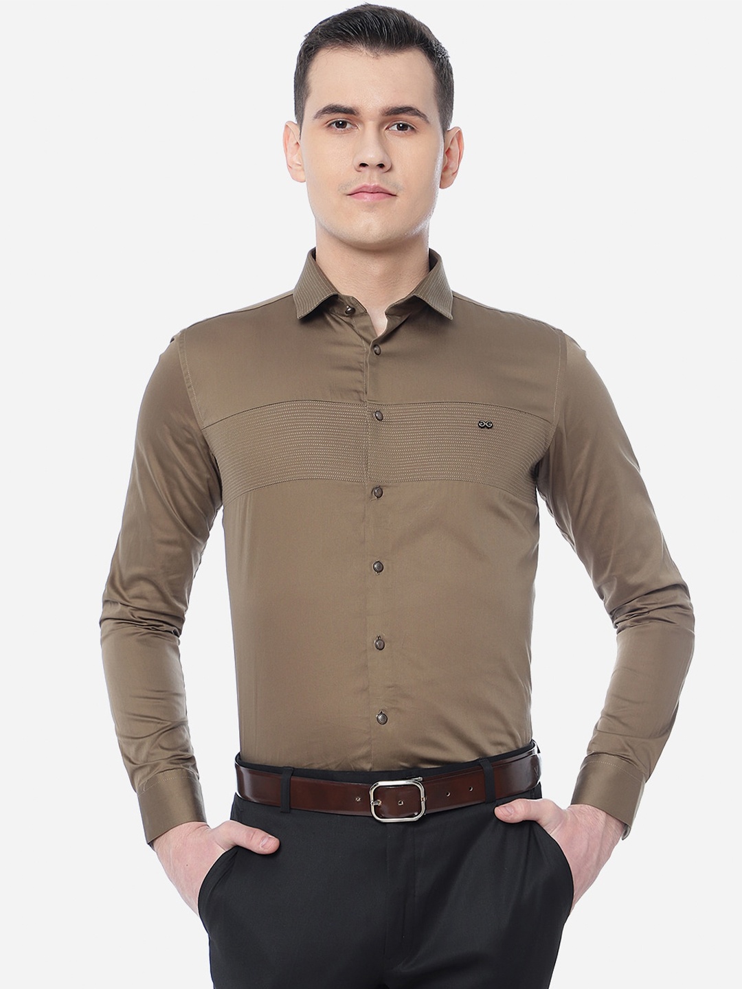 

JB STUDIO Men Slim Fit Formal Cotton Shirt, Brown