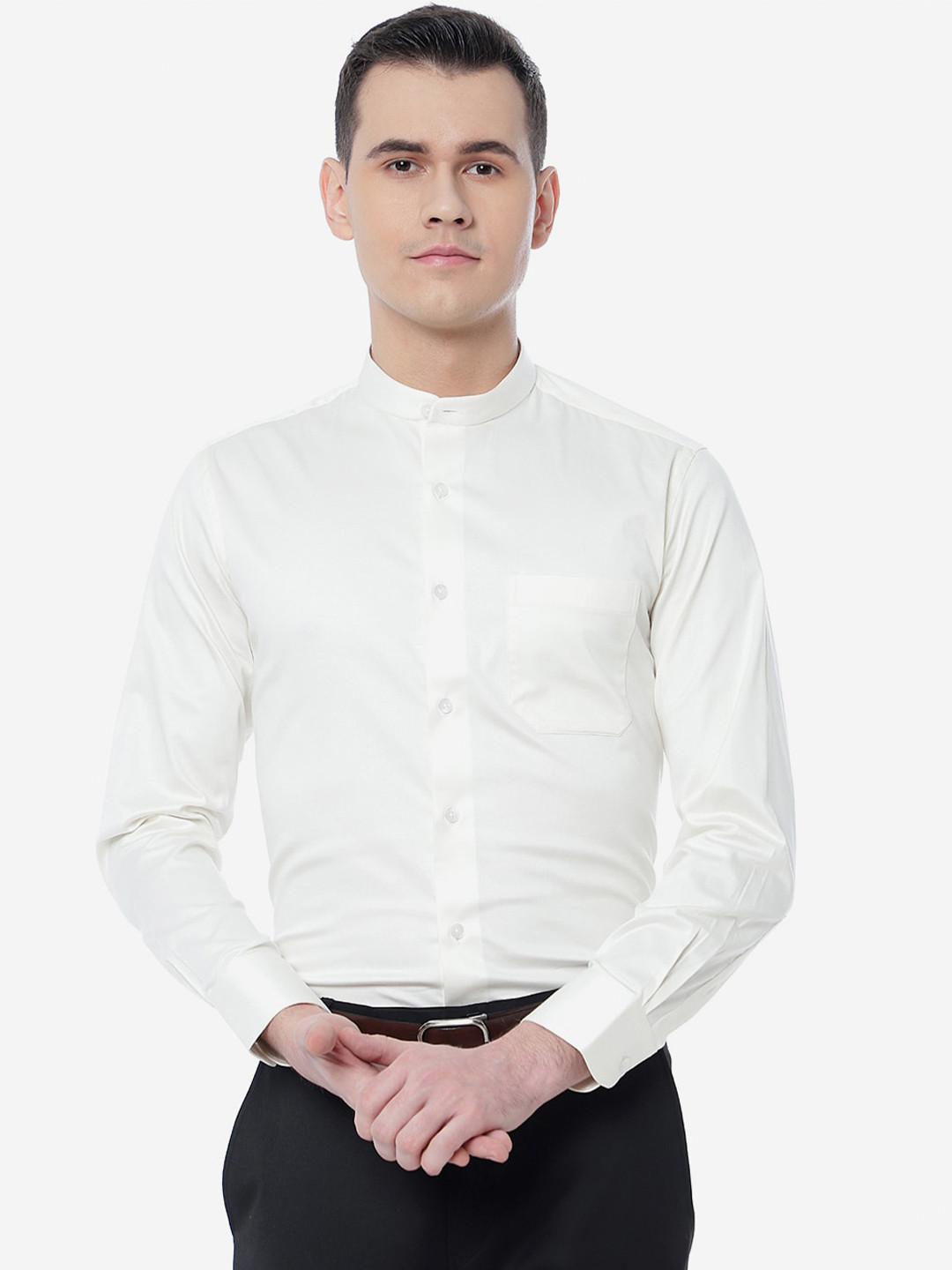 

METAL Men Cotton Slim Fit Formal Shirt, White