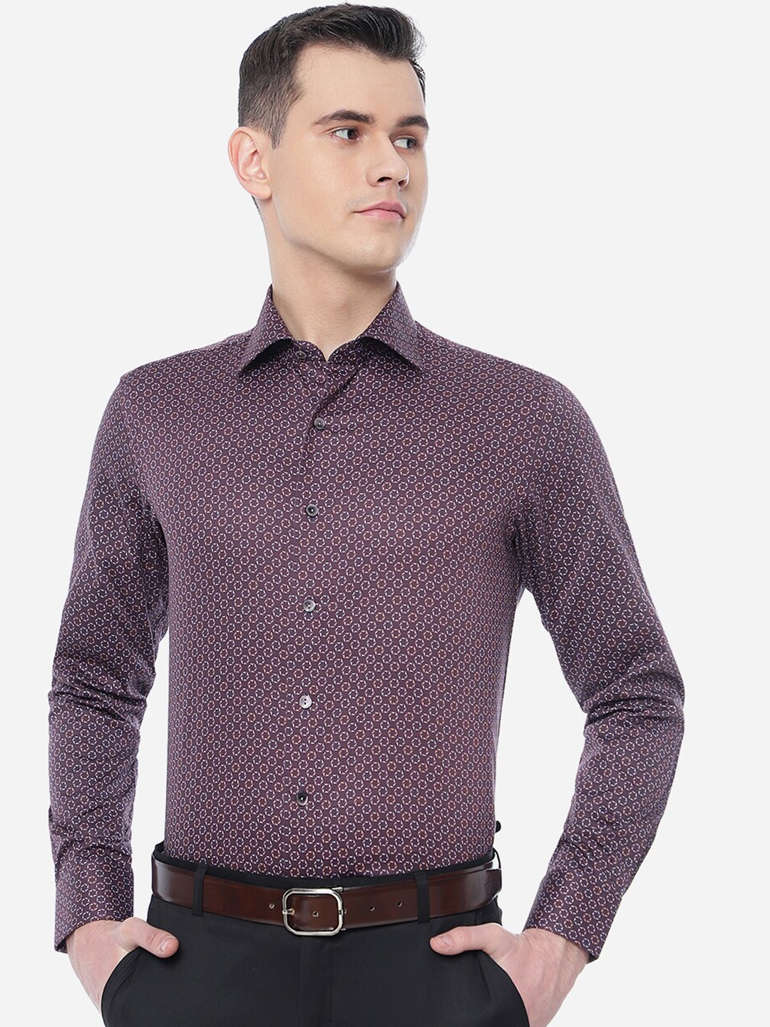 

WYRE Men Slim Fit Printed Formal Shirt, Purple