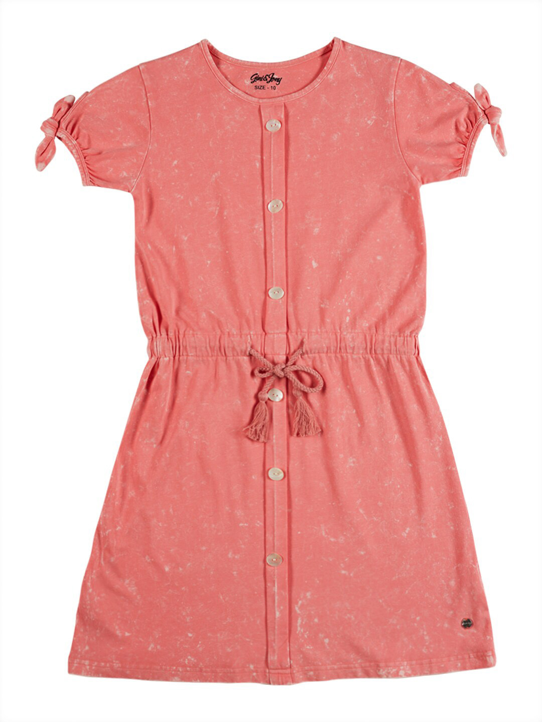 

Gini and Jony Round Neck Tie-Up Blouson Dress, Pink