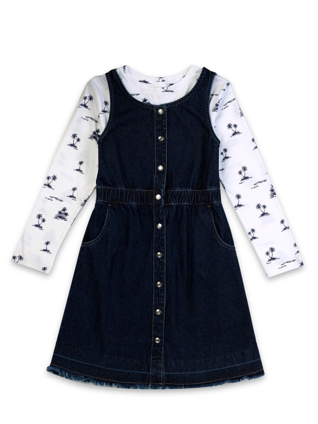 

Gini and Jony Girls A-Line Dress With T-shirt, Navy blue