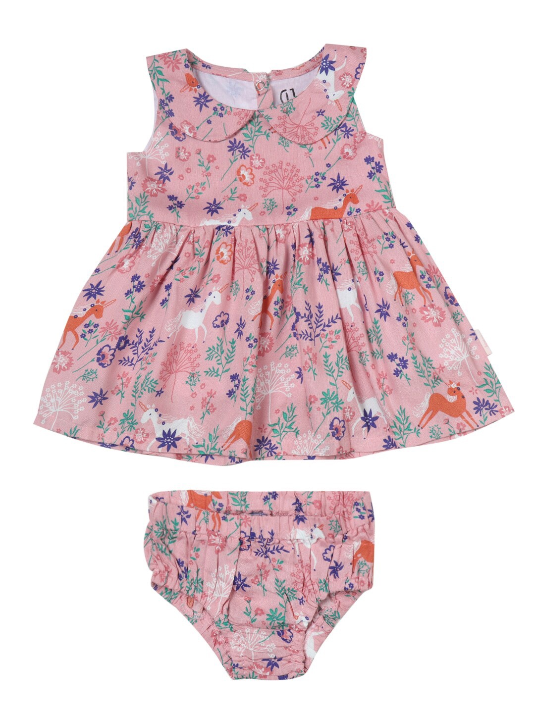 

Gini and Jony Girls Floral Peter Pan Collar A-Line Cotton Dress Comes With Shorts, White