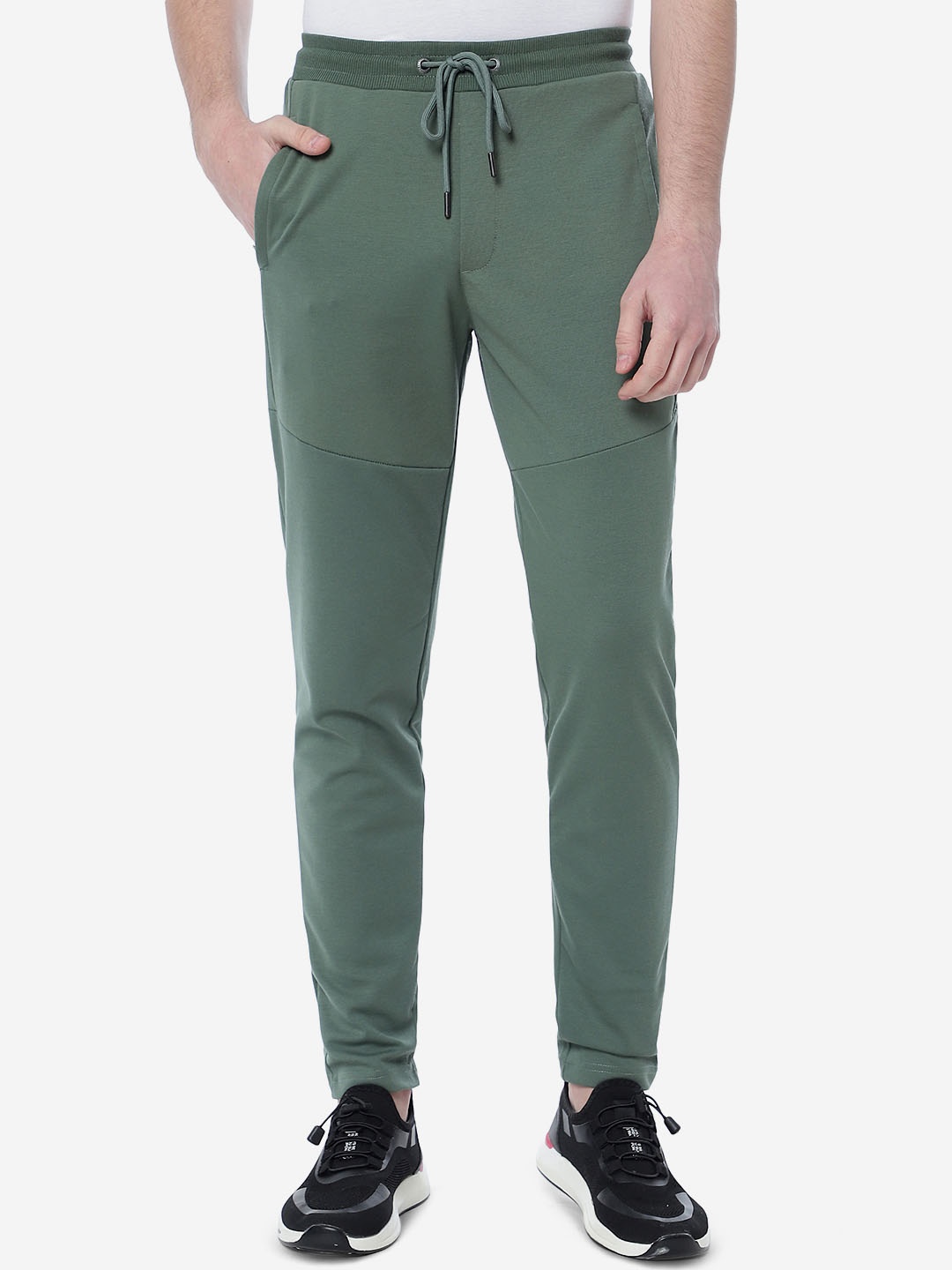 

Greenfibre Men Slim Fit Cotton Track Pants, Green