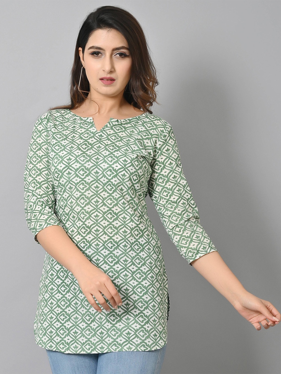 

VASTRAMANIAA Printed Cotton Tunic, Green