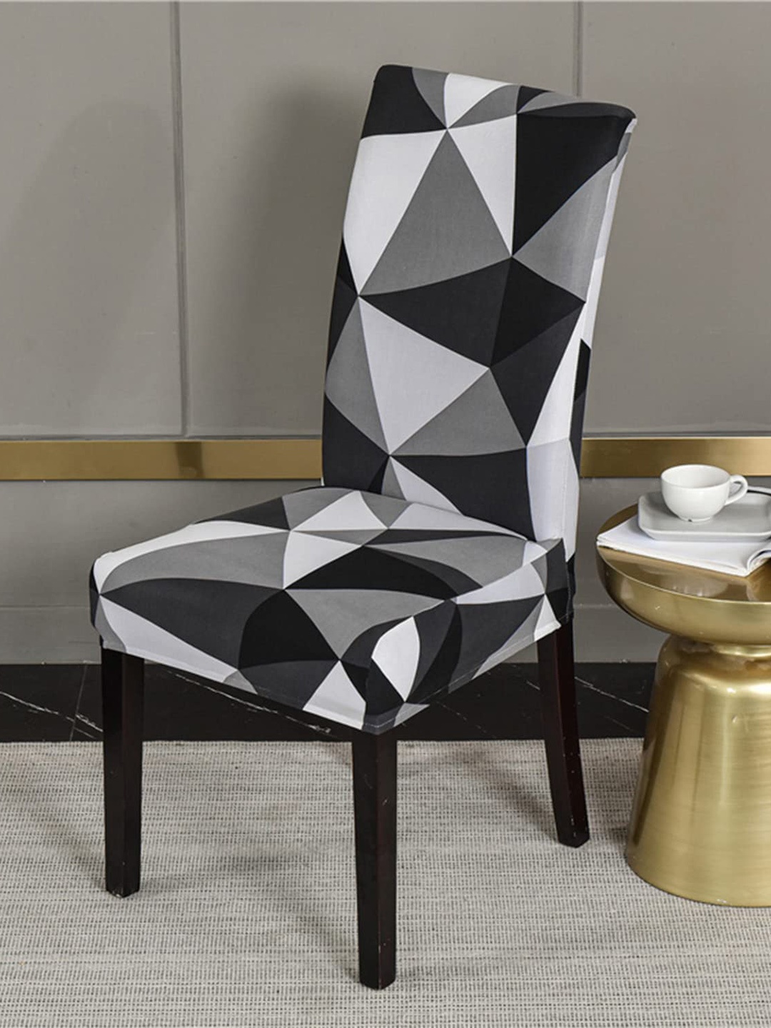 

HOUSE OF QUIRK Set Of 6 Black Printed Chair Covers