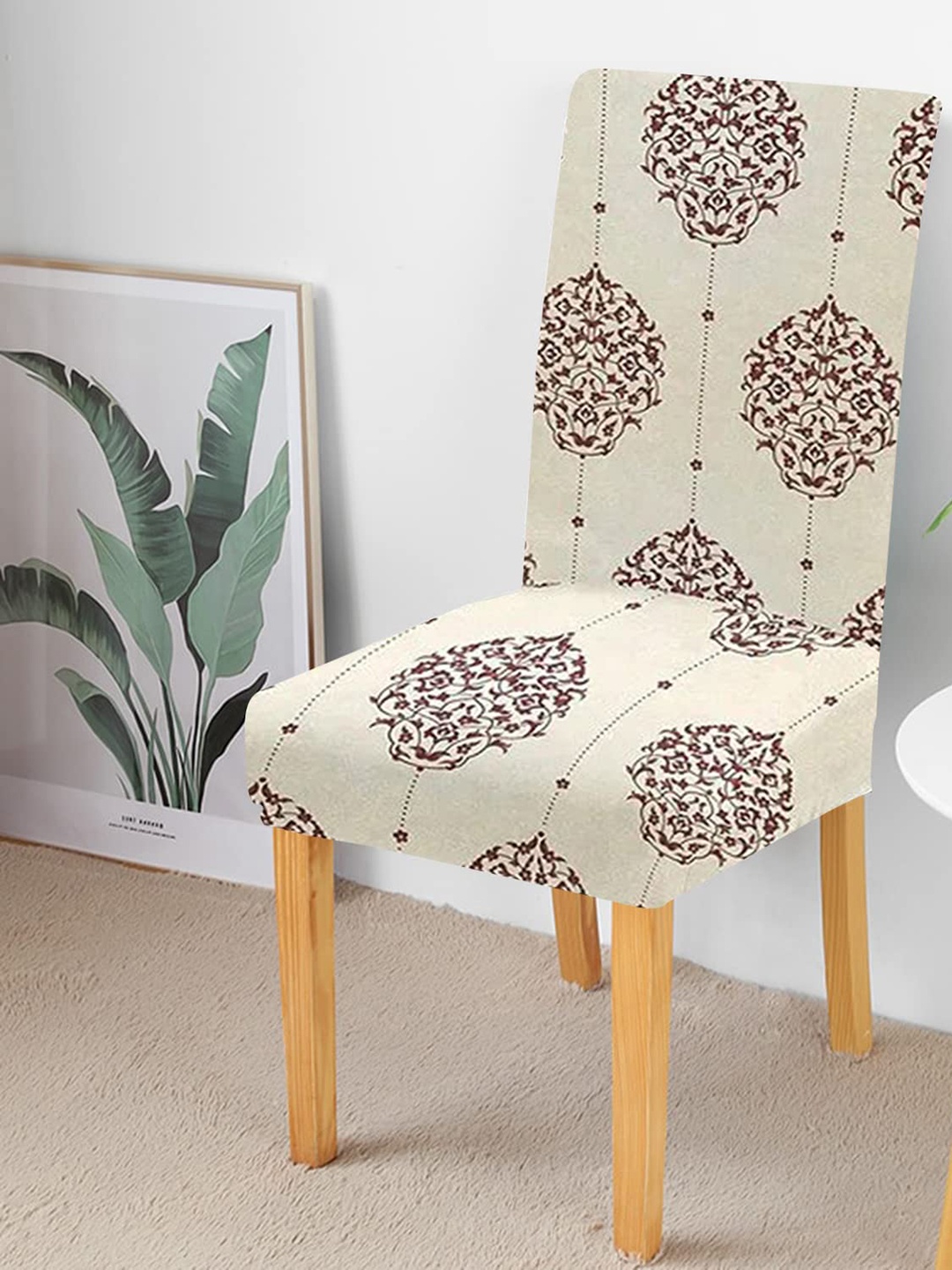 

HOUSE OF QUIRK Set Of 6 Cream-Coloured Printed Chair Covers