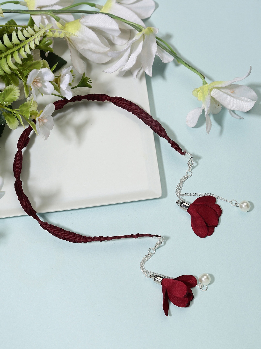 

EL REGALO Women Lace Hairband, Maroon
