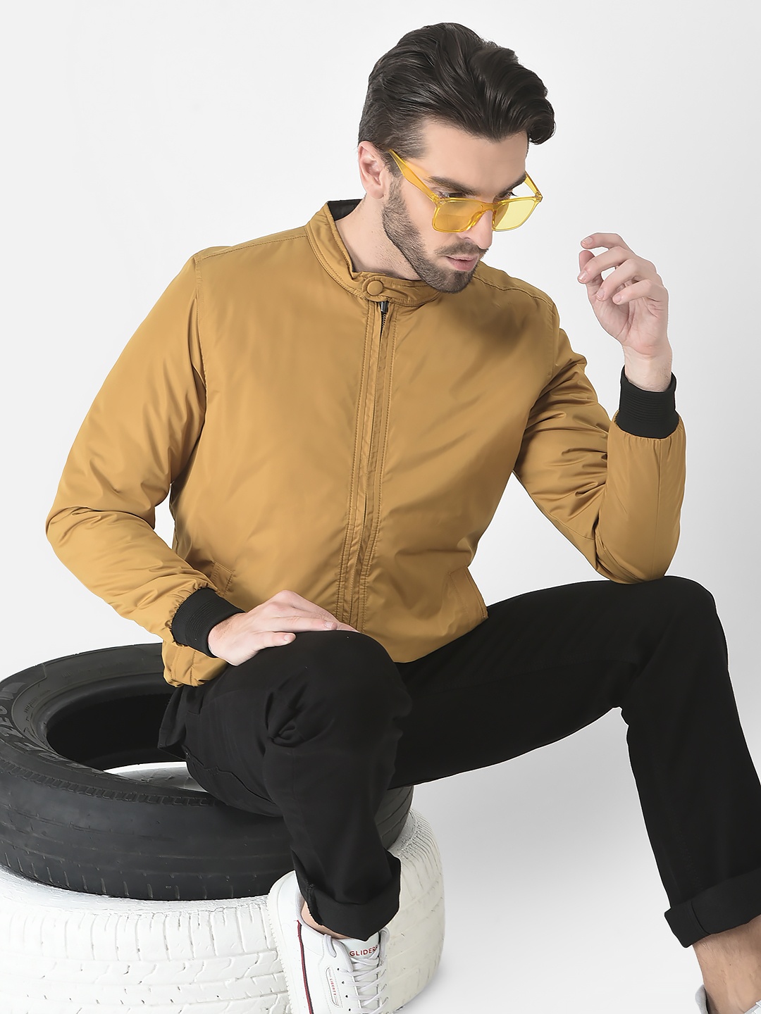 

Crimsoune Club Men Reversible Bomber Jacket, Mustard