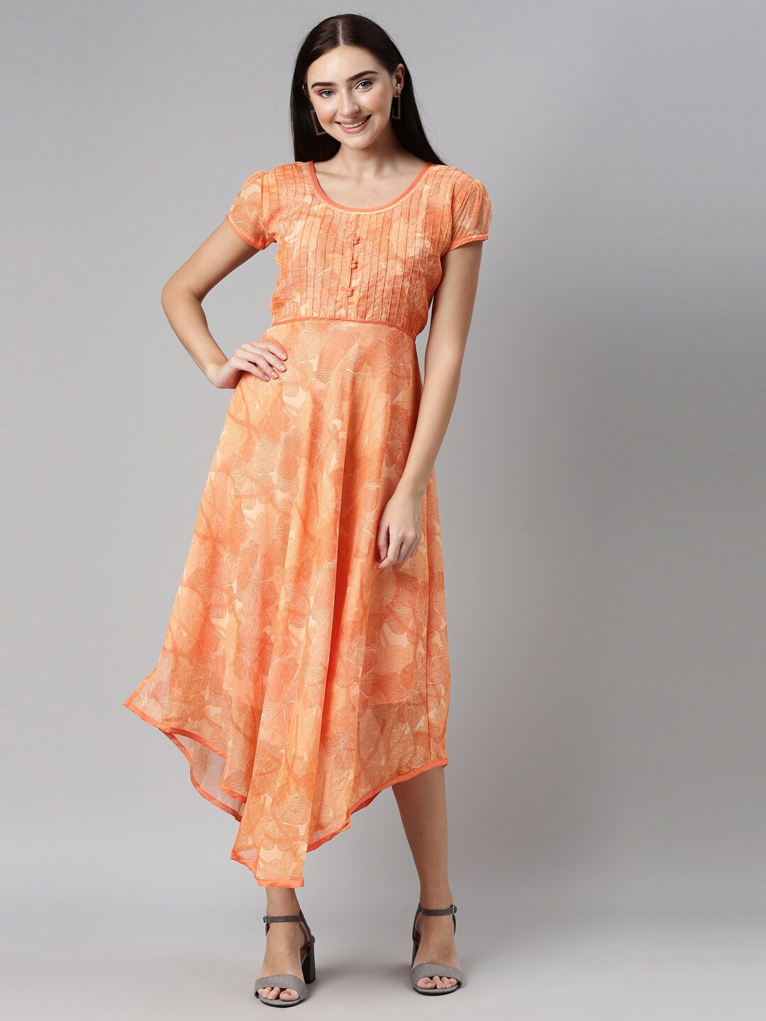 

Souchii Chiffon Midi Dress, Orange