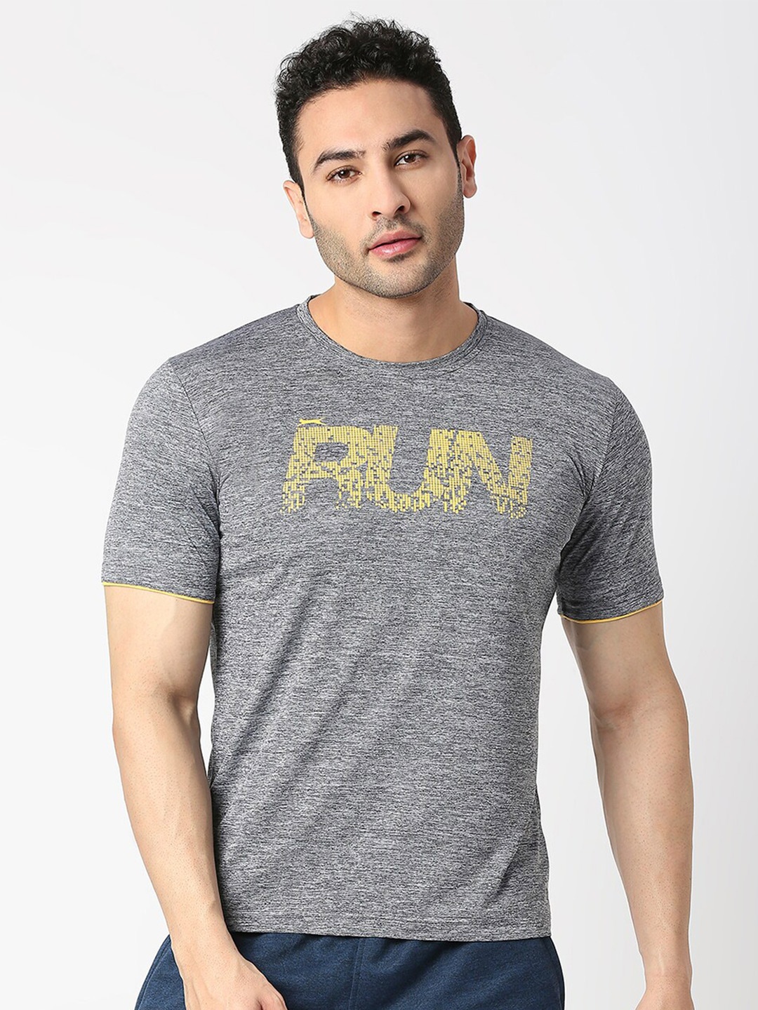 

Black Panther Men Typography Printed Slim Fit T-shirt, Grey melange