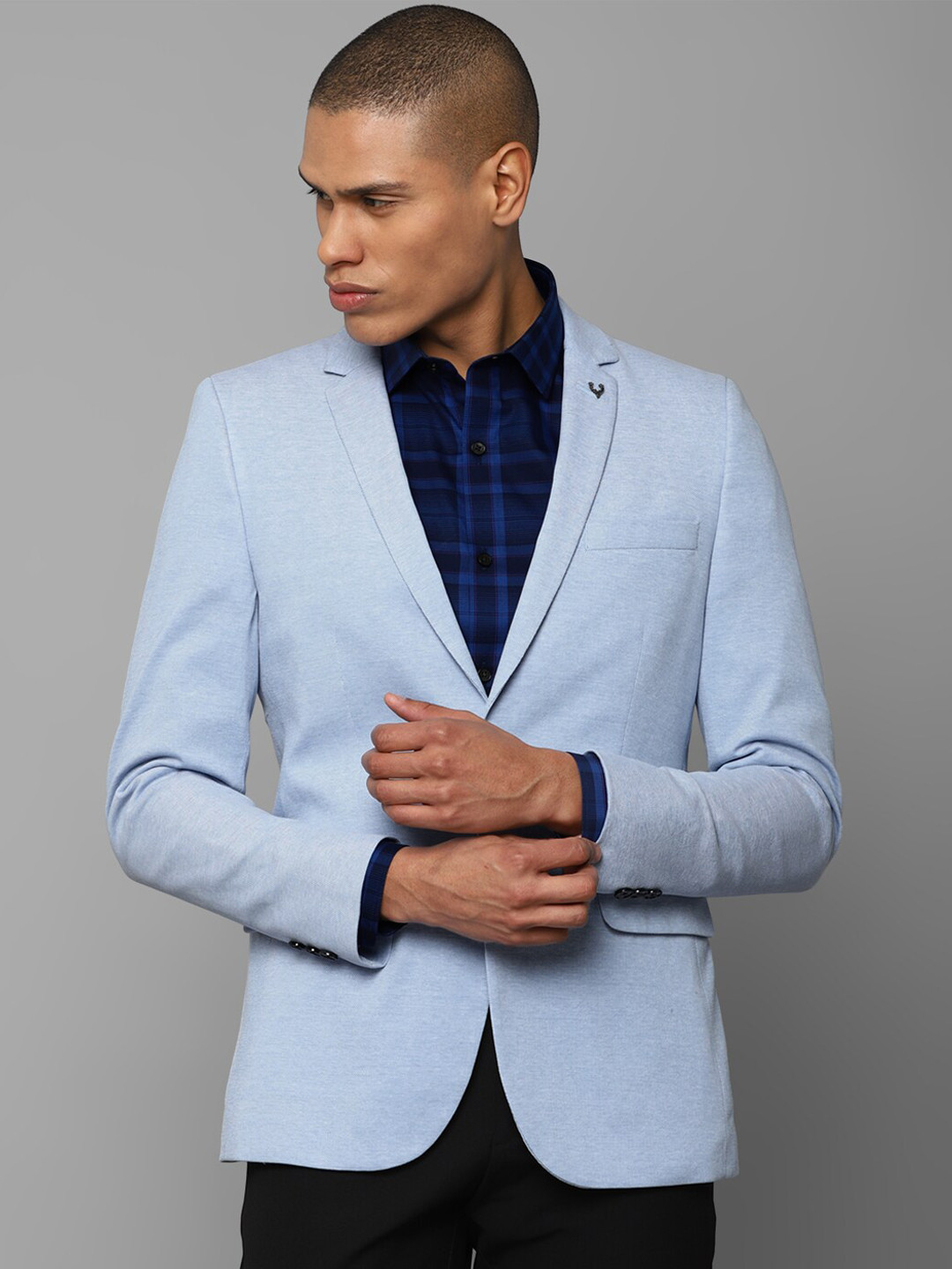 

Allen Solly Men Single Breasted Slim Fit Cotton Formal Blazer, Blue